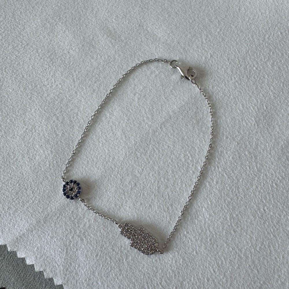 Elegant Silver and Blue Bracelet